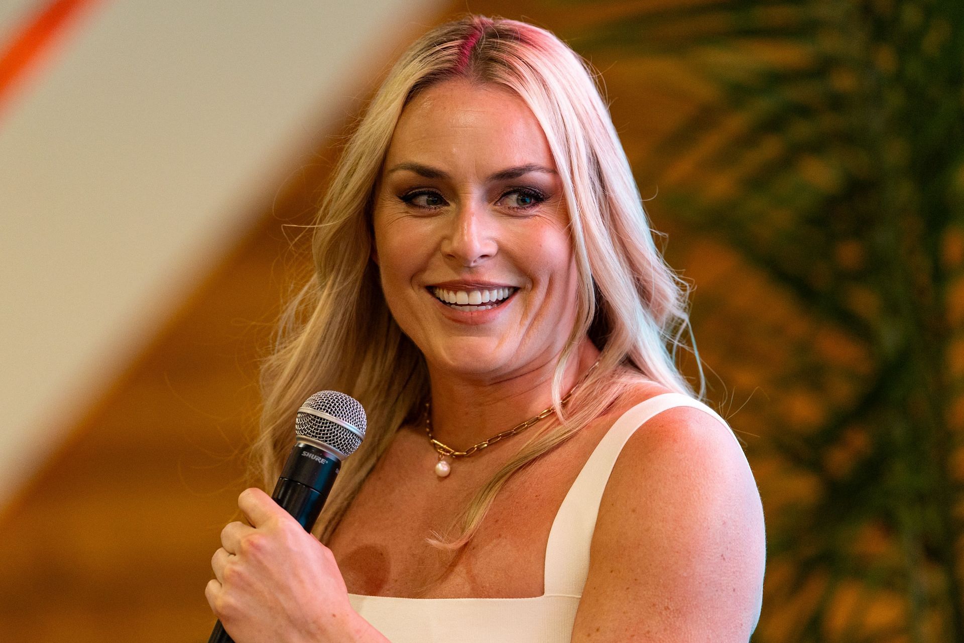 Lindsey Vonn speaking at the F1 Grand Prix of Miami - Previews - (Source: Getty)